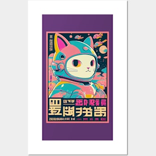 Vintage Anime Space Cat | Quality Retro Anime Origin Design | Chibi Kawaii Manga Art Posters and Art